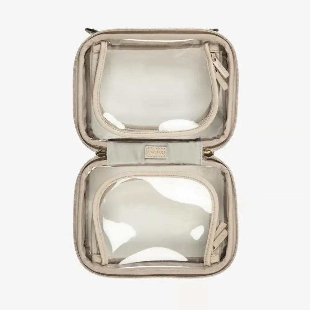 New CALPAK Mini Clear Cosmetics Case Stone with dust bag 8" x 6" x 4" - Picture 4 of 5